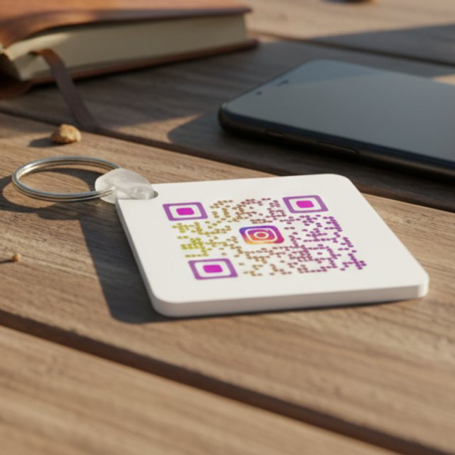 Personalized Instagram QR Code  Key Ring (Personalized Instagram QR Code Keychain)
