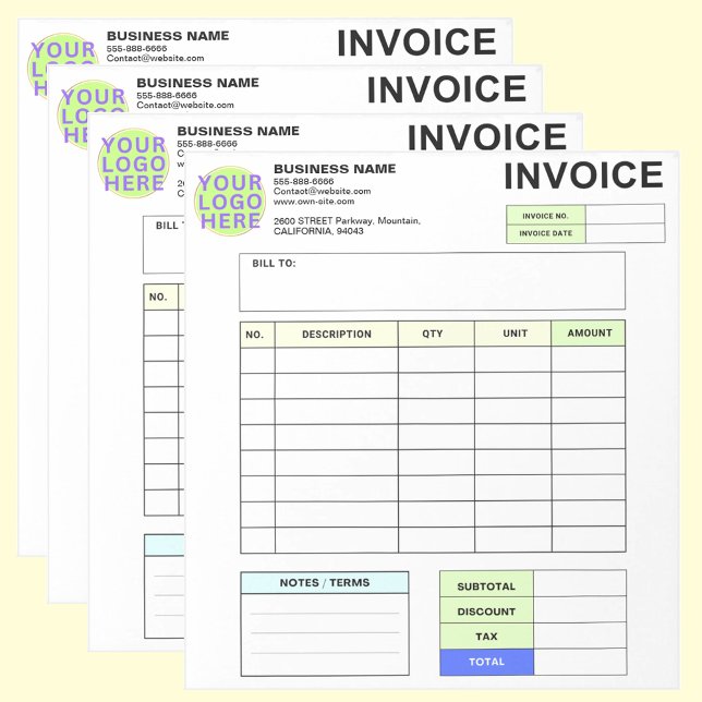 Personalized Invoice Order Form & Business Logo Notepad (Branded order form pads)