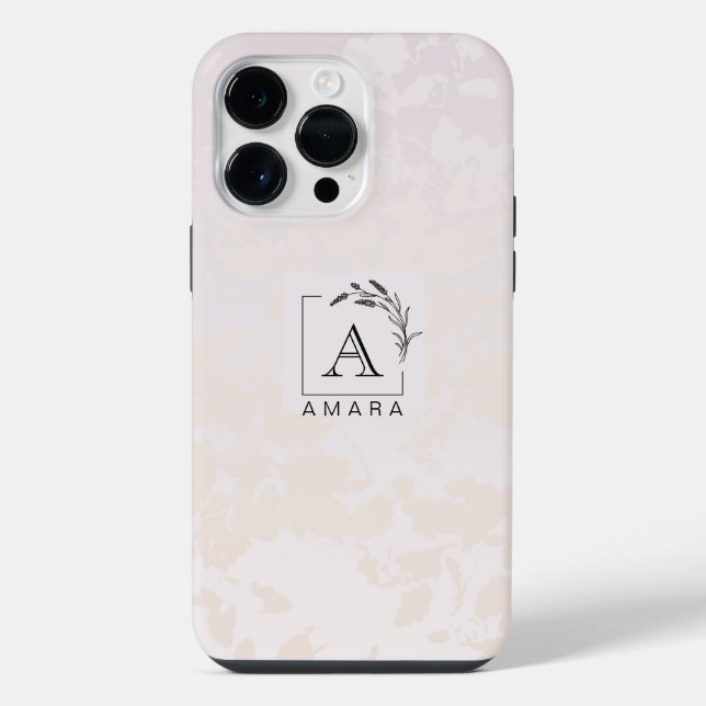 Personalized iPhone 14 Pro Max Case, Hibiscus Pink Case (Back)