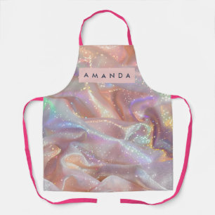 Personalized Iridescent Pastel Sparkle Satin Apron