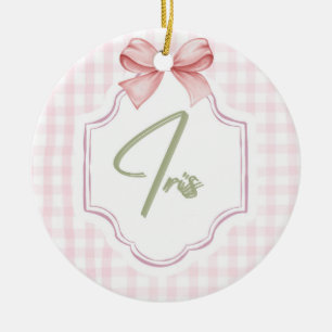 Personalized Iris Baby Girl Nursery Art Pink Bow Ceramic Tree Decoration