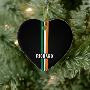 Personalized Irish Flag Patriotic Ireland Stripes Ceramic Tree Decoration