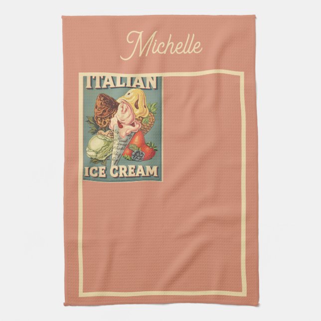 Personalized Italian Ice Cream Lover Tea Towel (Vertical)