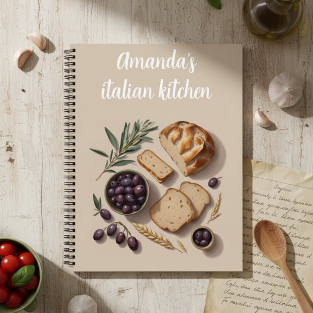 Personalized Italian Kitchen Rustic Bread & Recipe Notebook (Creator Uploaded)