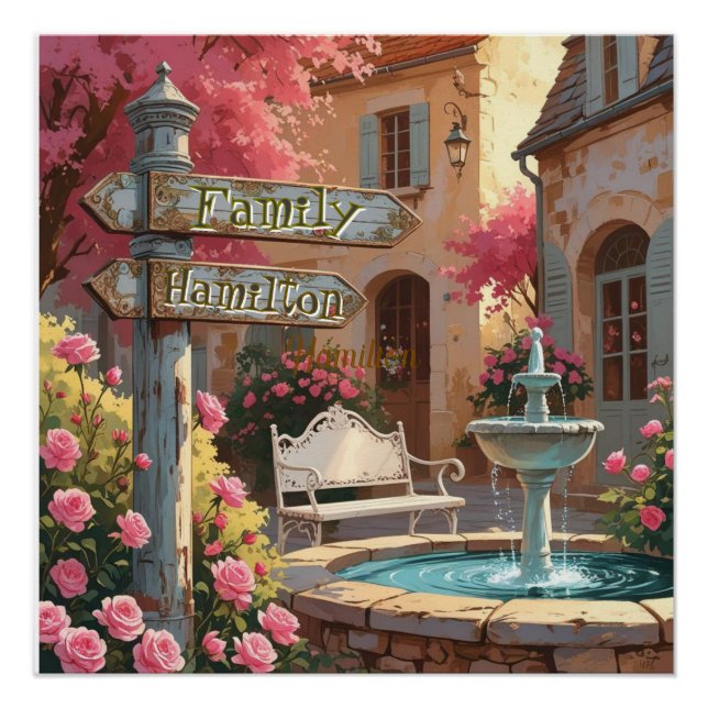 Personalized Italian Villa Signpost – Rustic Wall  Poster (Front)