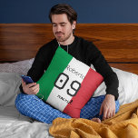 Personalized Italy National Flag Colors Soccer Fan Cushion<br><div class="desc">Elevate your fan cave or living space with this vibrant custom design featuring the iconic green, white, and red vertical stripes of the Italian flag. This high-contrast "Azzurri" layout allows for full personalization—simply add a name like "Roberto" and a favorite player number to make it yours. Complete with a dynamic...</div>