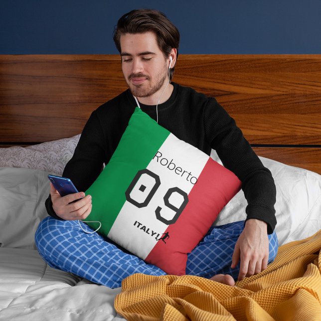 Personalized Italy National Flag Colors Soccer Fan Cushion (Creator Uploaded)