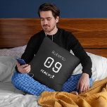 Personalized Italy National Team Professional Mono Cushion<br><div class="desc">Elevate your home decor with a sophisticated, modern edge using this "Black and White Edition" custom design inspired by Italian football. This high-contrast minimalist layout is perfect for fan caves or living spaces where a professional aesthetic is preferred. You can fully personalize the surface with a custom name and favorite...</div>