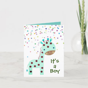 Personalized It's a Boy Card - Giraffe Confetti