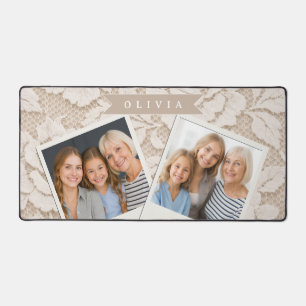 Personalized Ivory Lace Bridal Elegant Vintage Desk Mat