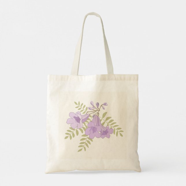 Personalized Jacaranda Blooms Floral Tote Bag (Back)