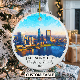 Personalized Jacksonville Ornament, Florida State Ceramic Tree Decoration