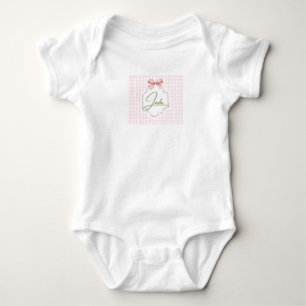 Personalized Jade Baby Girl Nursery Bow&Gingham Bodysuit