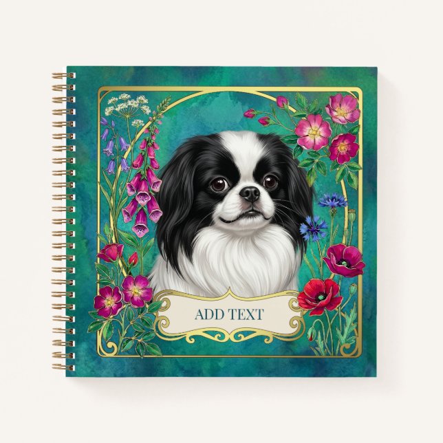 Personalized Japanese Chin Teal Notebook (Front)