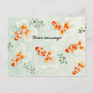 Personalized Japanese Goldfish Postcard Custom M
