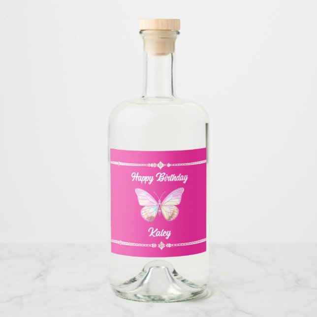 Personalized jewel Butterfly Beverage & Food Label (Front)