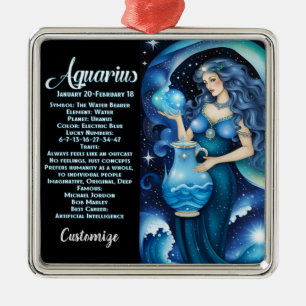 Personalized Jewel Galaxy Zodiac Aquarius Metal Tree Decoration