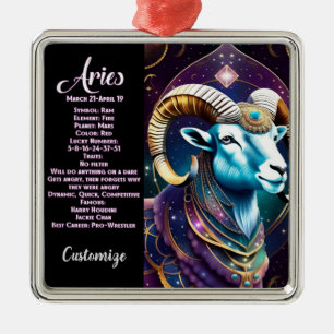 Personalized Jewel Galaxy Zodiac Aries Metal Tree Decoration