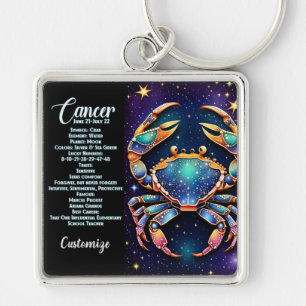 Personalized Jewel Galaxy Zodiac Cancer Key Ring