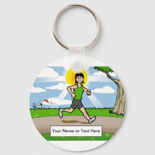 Personalized Jogger, Runner - Female Cartoon  Key Ring