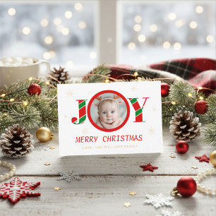 Personalized Joy Christmas Photo Holiday Card