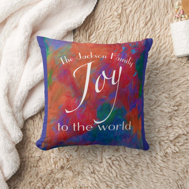  Personalized Joy To The World Red Christmas  Cushion (Blanket)