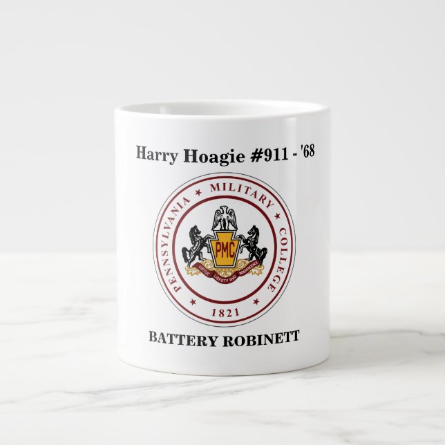 + PERSONALIZED JUMBO White 20 oz  Mug w/PMC SEAL (Front)