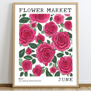 Personalized June Birth Flower Market Print Poster