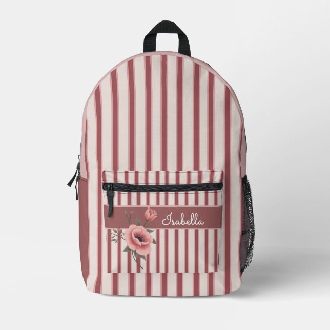 Personalized June Birth Flower Printed Backpack (Front)