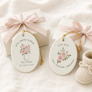 Personalized June Rose Ornament