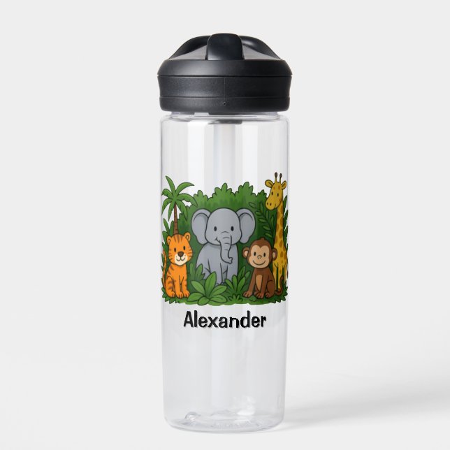 Personalized Jungle Animal Water Bottle for Kids (Front)