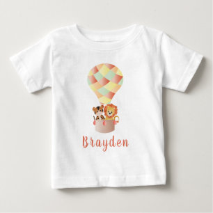 Personalized Jungle Animals In Balloon Colorful Baby T-Shirt