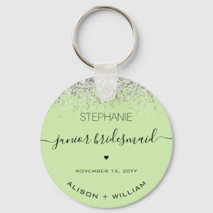 Personalized Junior Bridesmaid Glitter confetti Key Ring