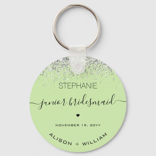 Personalized Junior Bridesmaid Glitter confetti Key Ring (Front)