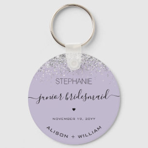 Personalized Junior Bridesmaid Glitter confetti Key Ring