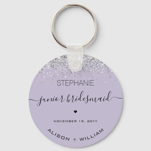 Personalized Junior Bridesmaid Glitter confetti Key Ring (Front)