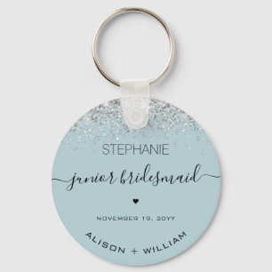 Personalized Junior Bridesmaid Glitter confetti Key Ring