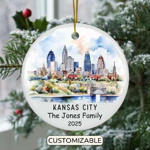 Personalized Kansas City Ornament, Kansas Ceramic Tree Decoration