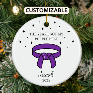 Personalized Karate Purple Belt, Taekwondo Outfit Ceramic Tree Decoration