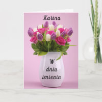 Personalized Karina Polish name day card
