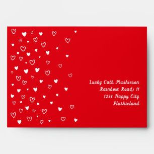 Personalized Kawaii Cute Red Hearts Snail Mail Envelope