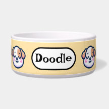 "Personalized Kawaii Dog Bowl with Name Tag"