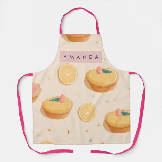 Personalized Kawaii Lemon Tart Pattern Apron (Front)