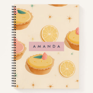 Personalized Kawaii Lemon Tart Pattern Notebook