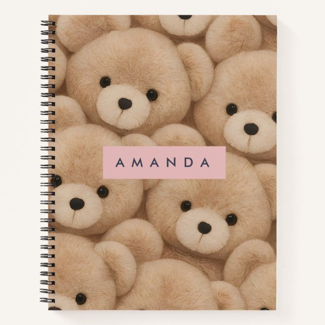Personalized Kawaii Plush Teddy Bear Notebook (Front)