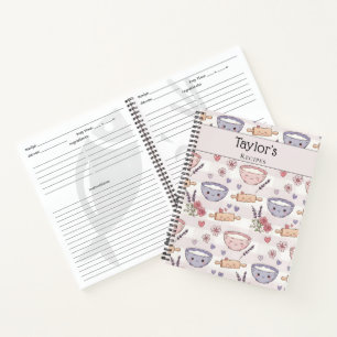 Personalized Kawaii Recipe Heart Keepsake Recipe  Notebook