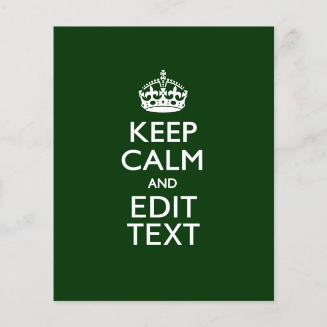 Personalized KEEP CALM AND Edit Text on Green Flyer (Front)
