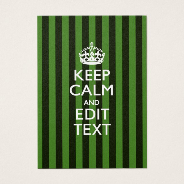 Personalized KEEP CALM Your Text on Green Stripes (Front)