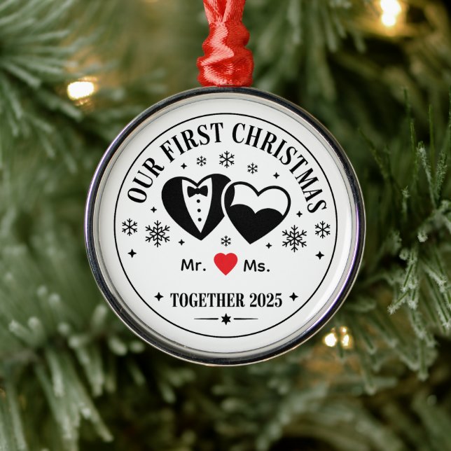 Personalized Keepsake Our First Christmas Mr & Ms Metal Tree Decoration (Tree)