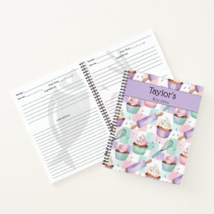 Personalized Keepsake Recipes Lavender Teal Cakes Notebook